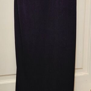 NWOT. LONG BLACK Strapless Nicole MILLER Chiffon Overlay Column Dress SZ M